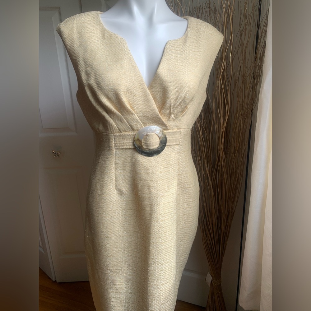 Like New Connected Apparel Pale Yellow Belt-Like Dress.